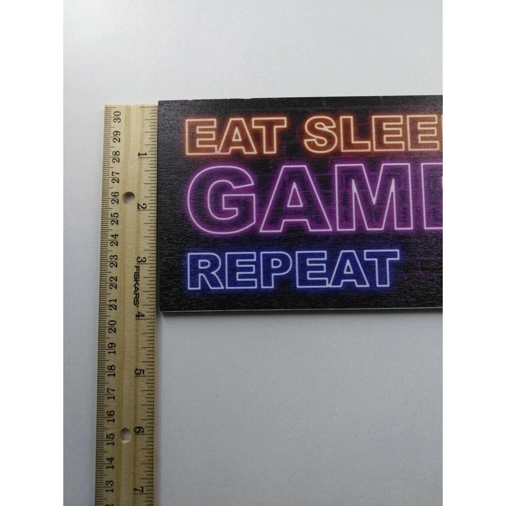 Eat Sleep Game Repeat - Wood Sign For Door Or Wall